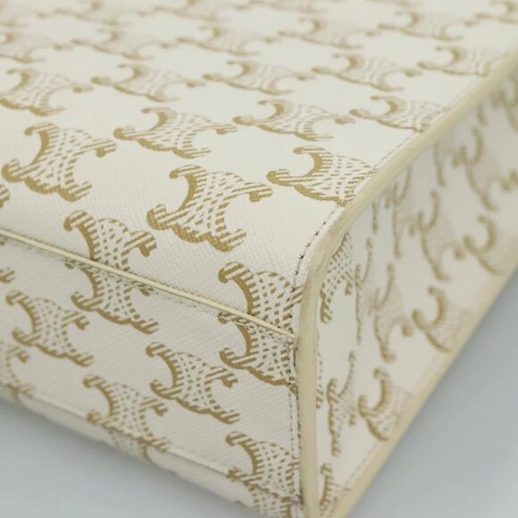 CELINE Triomphe Small Vertical Cabas Tote Bag PVC Leather 2way White - Picture 8 of 16